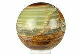 Polished Green Banded Calcite Sphere - Pakistan #301474-1